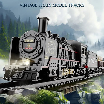 Simulation Vintage Electric Steam Train with Track Toy Set