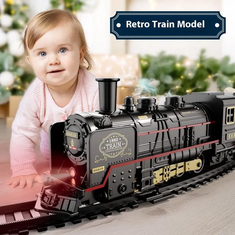 Simulation Vintage Electric Steam Train with Track Toy Set