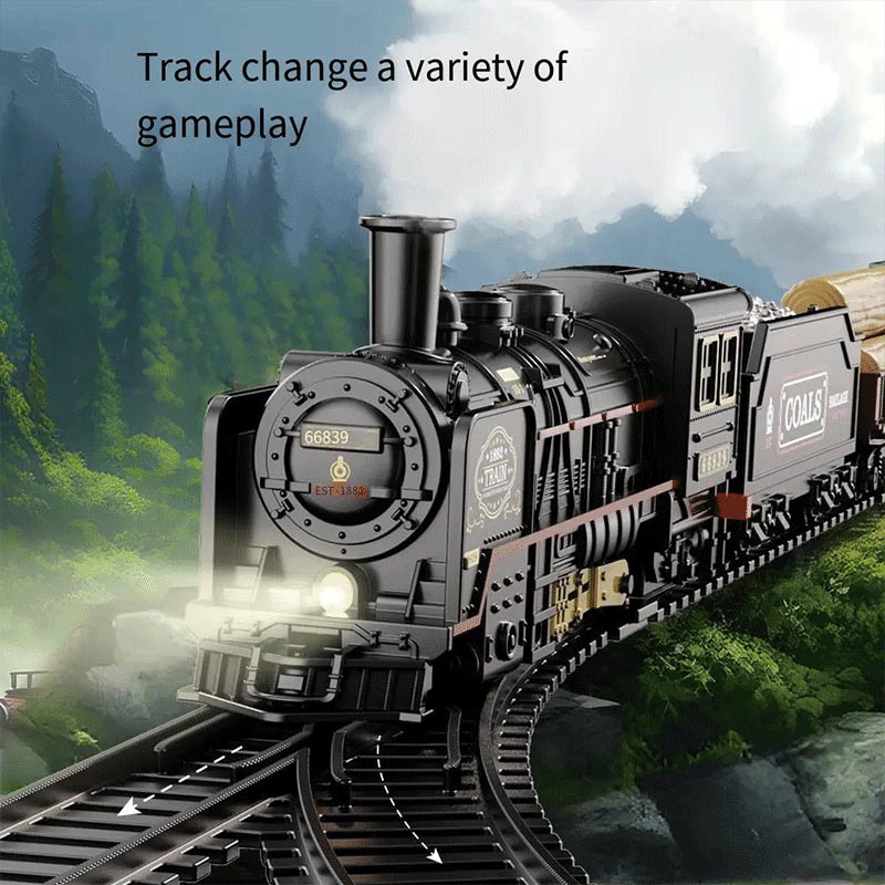 Simulation Vintage Electric Steam Train with Track Toy Set